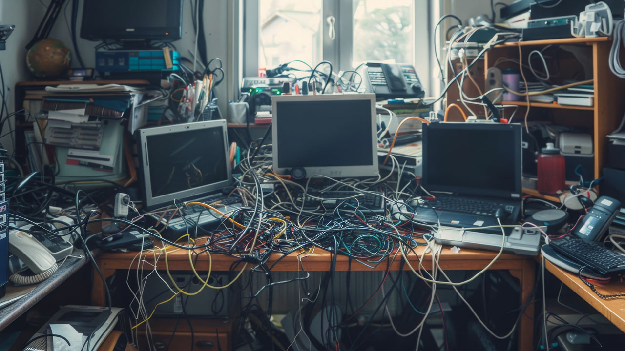 multiple computers and messy wiring